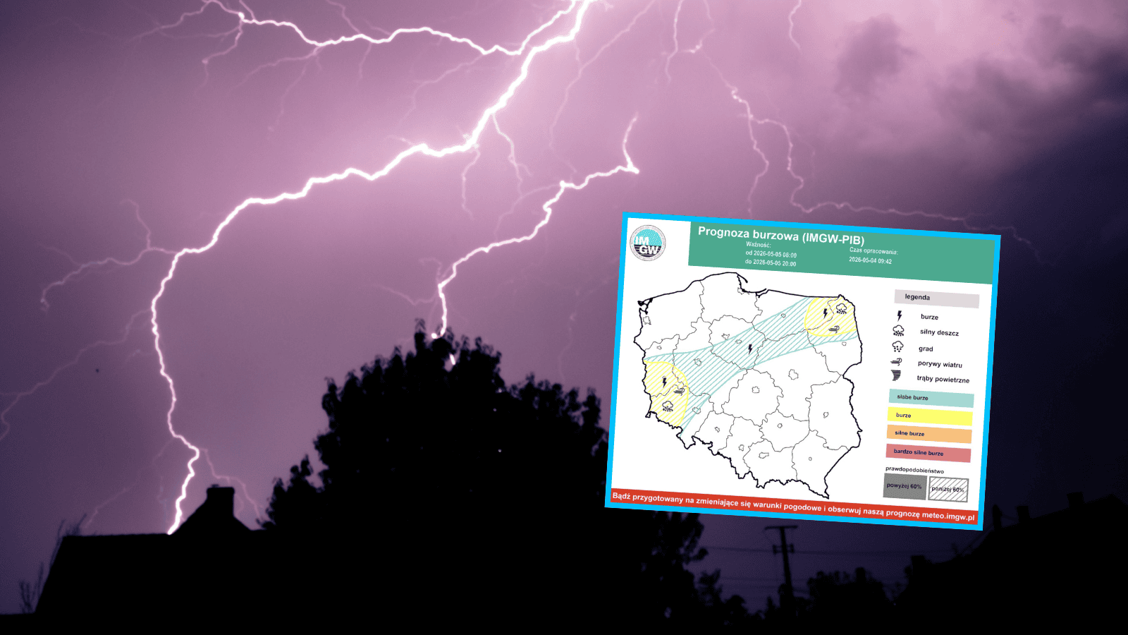 IMGW ostrzega przed burzami. Mogą wystąpić w niektórych częściach kraju