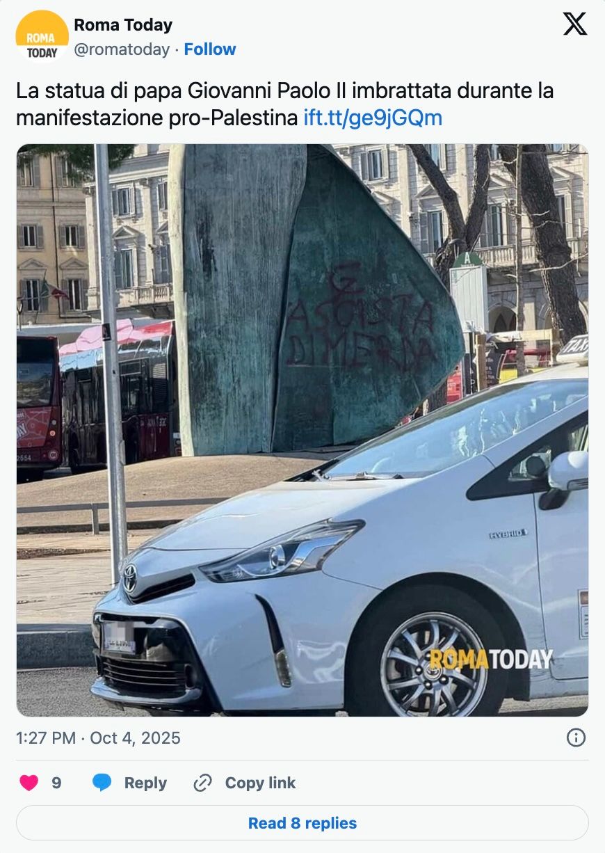 Sprofanowano pomnik Jana Pawła II. Pojawił się na nim haniebny napis