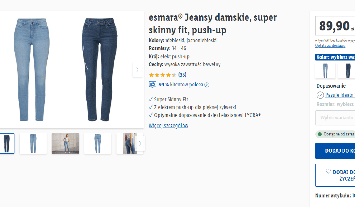 jeansy, Lidl