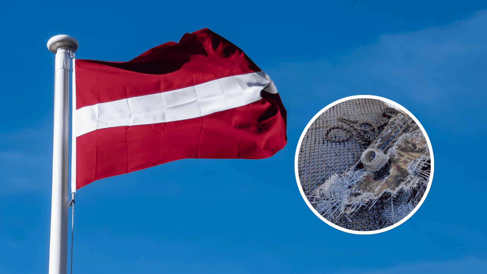 Flaga Łotwy i niezidentyfikowany dron