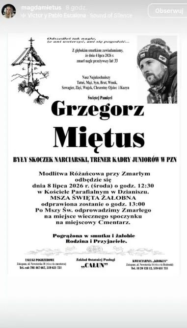 Nie żyje Grzegorz Miętus. Żona opublikowała nekrolog. "Zmarł nagle"