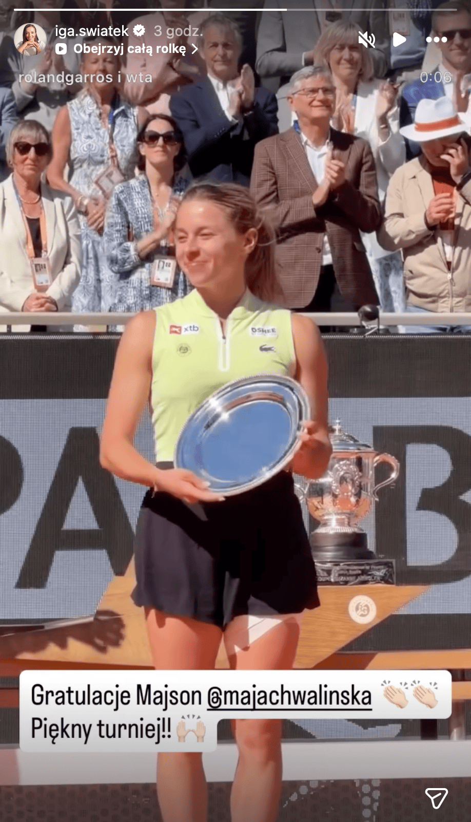 Iga Świątek reaguje po finale Roland Garros. Ważne słowa do Mai Chwalińskiej