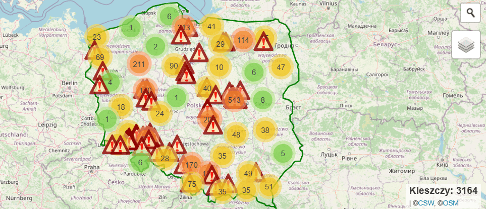 Mapa kleszczy