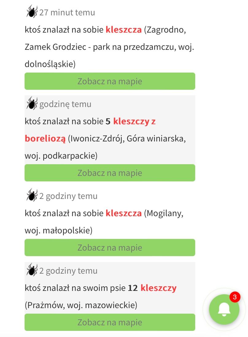 mapa kleszczy