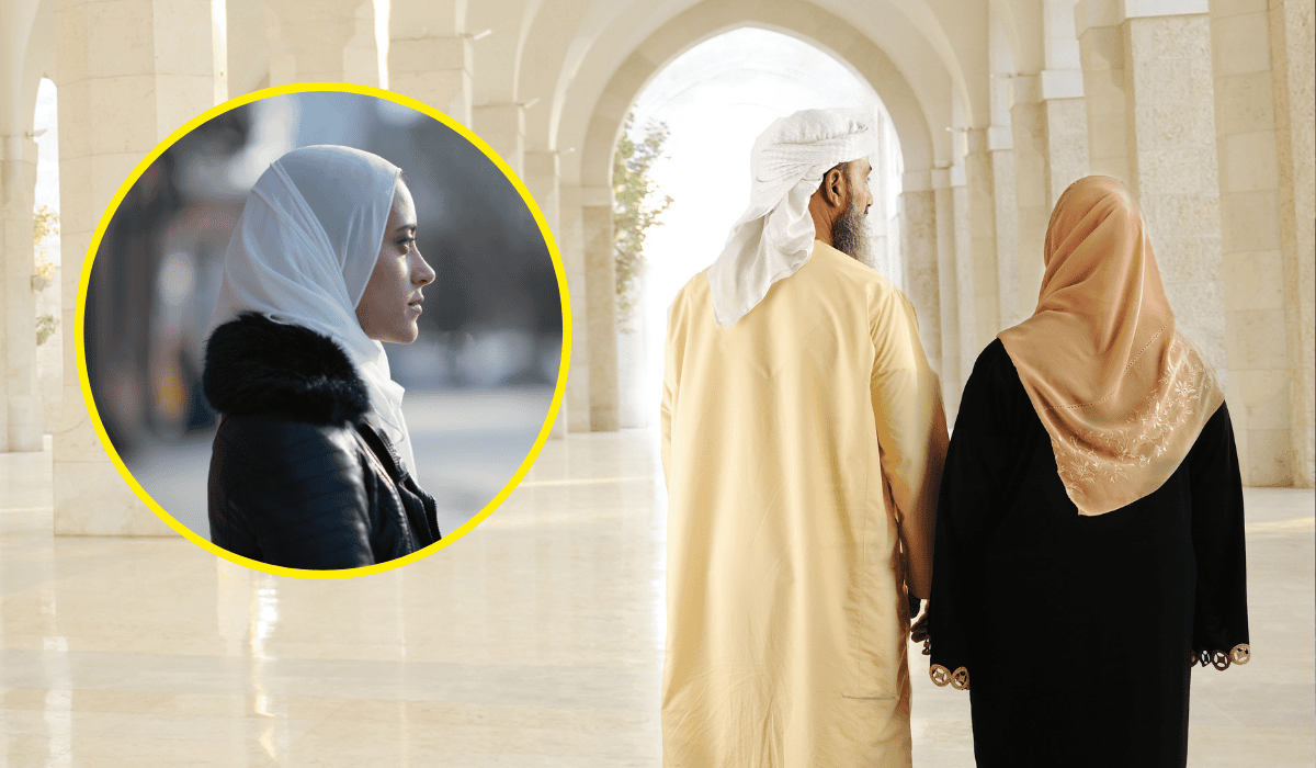muzułmanie, para, kobieta