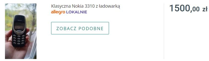 Nokia 3310 aukcja na Allegro za 1500 zł