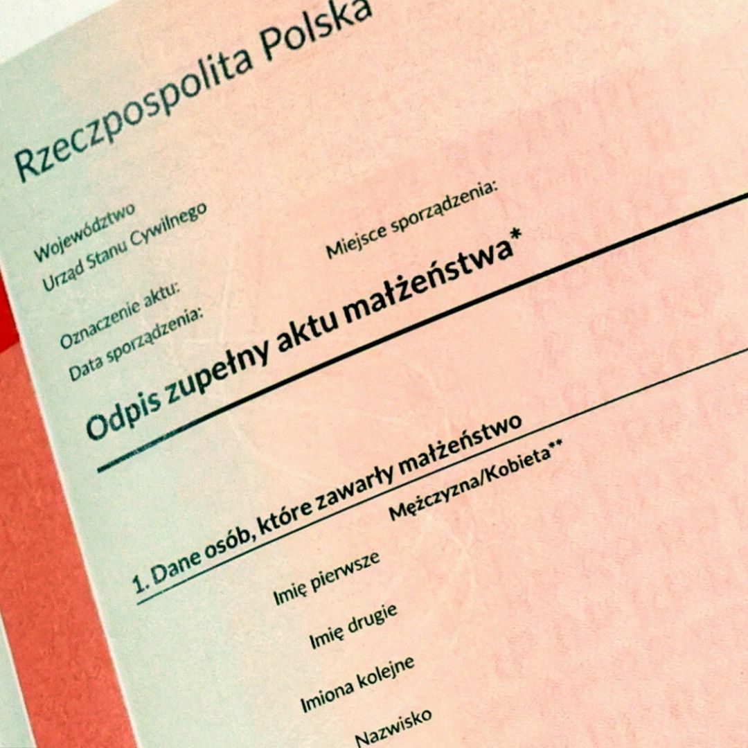 Nowe akty małżeństwa od 23 sierpnia. Tego określenia już w nich nie będzie