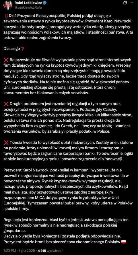 Prezydent zawetował ustawę. Decyzja Karola Nawrockiego wzbudza dyskusję