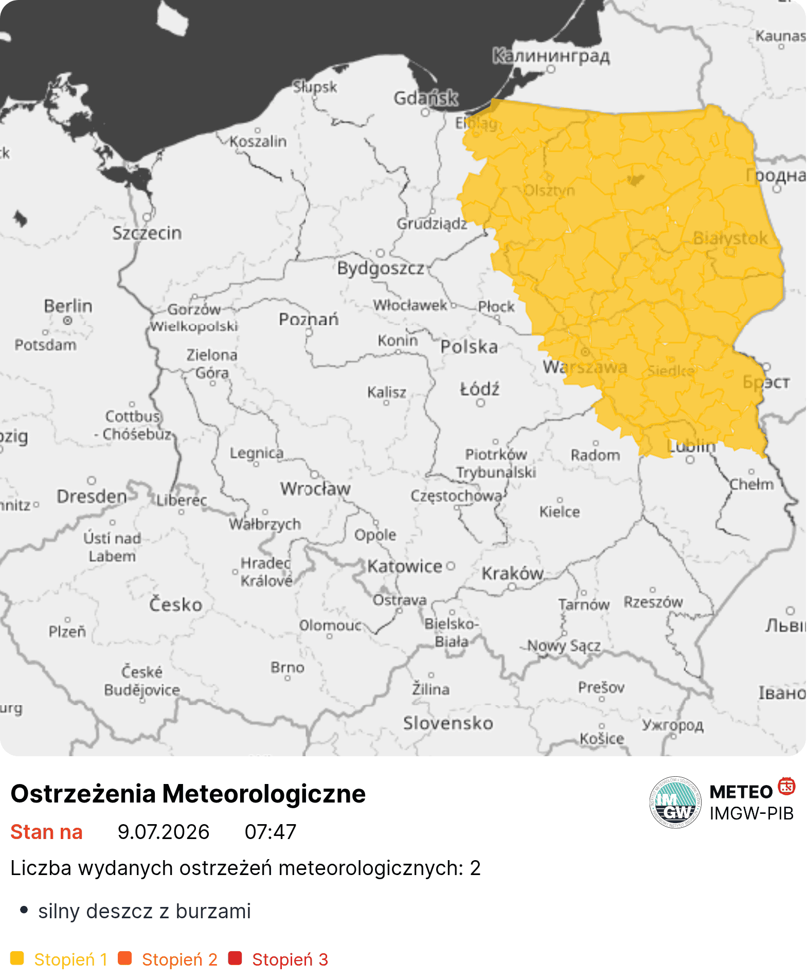Alerty IMGW dla części kraju. Są żółte ostrzeżenia przed burzami