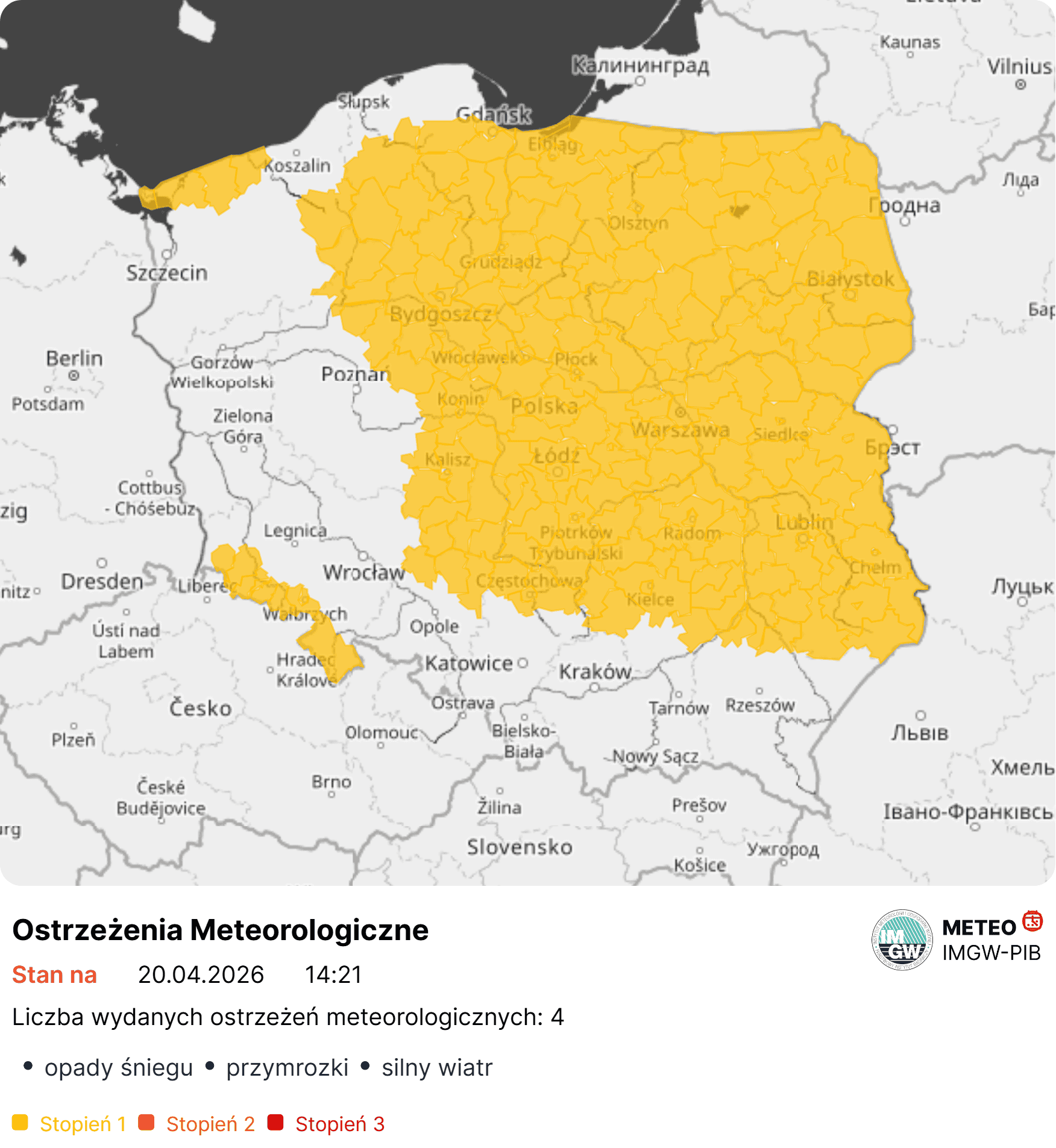 Groźne warunki w Polsce. IMGW wydał ostrzeżenia dla aż 14 województw