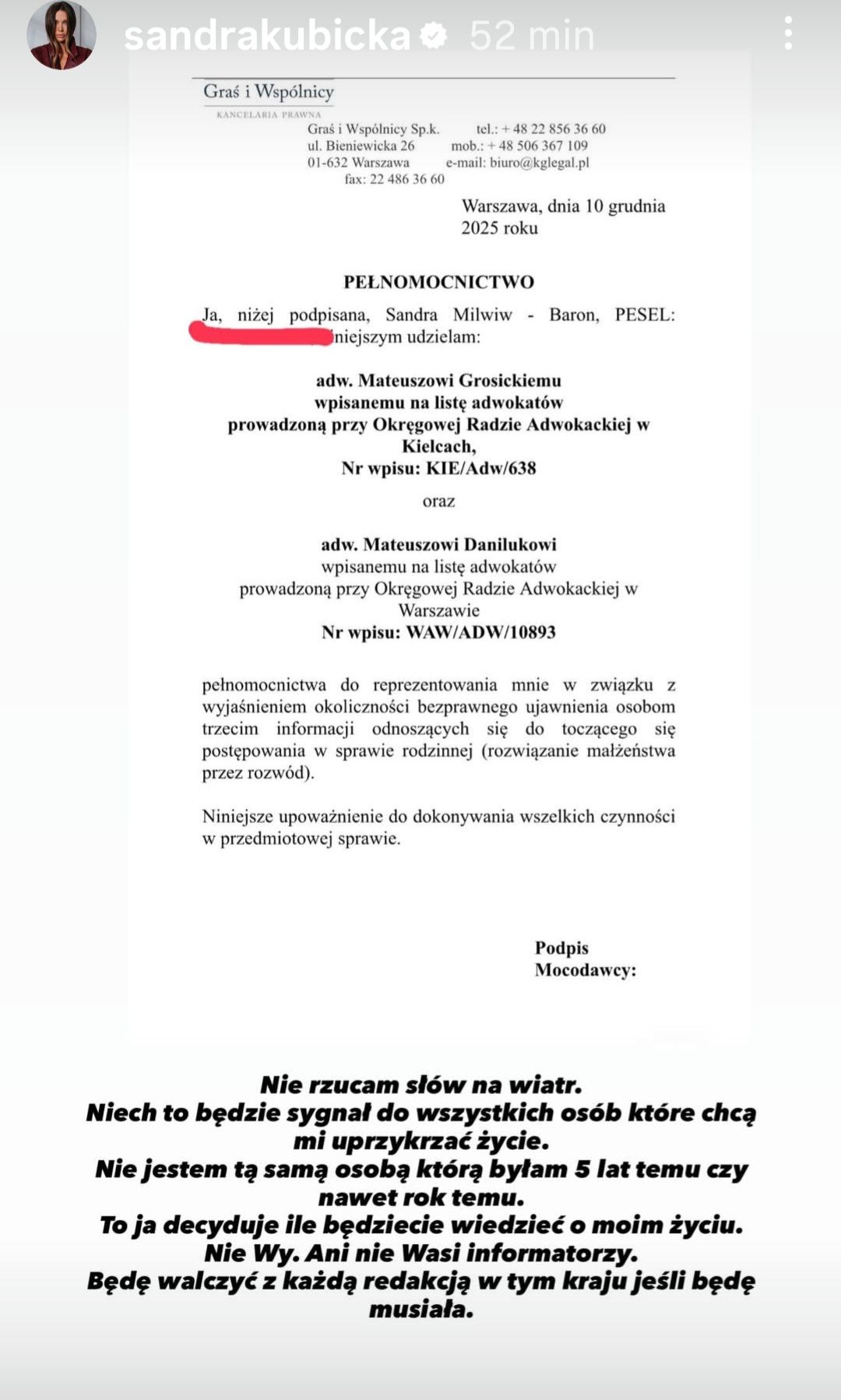 Sandra Kubicka zabrała głos. Zapowiedziała walkę w sądzie