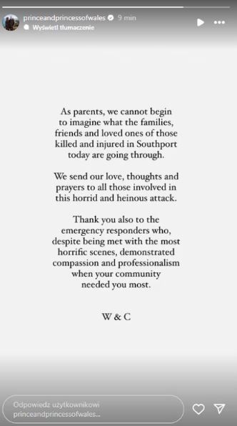 Atak nożownika w Wielkiej Brytanii. William i Kate wydali oświadczenie