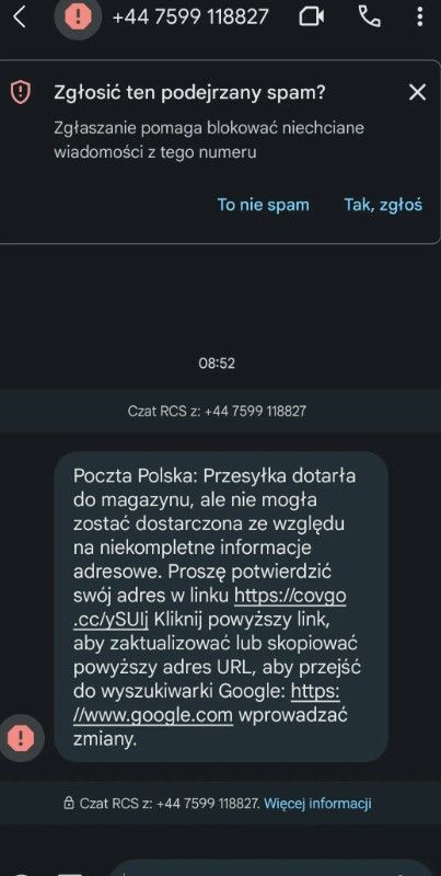 oszustwo na pocztę polską SMS