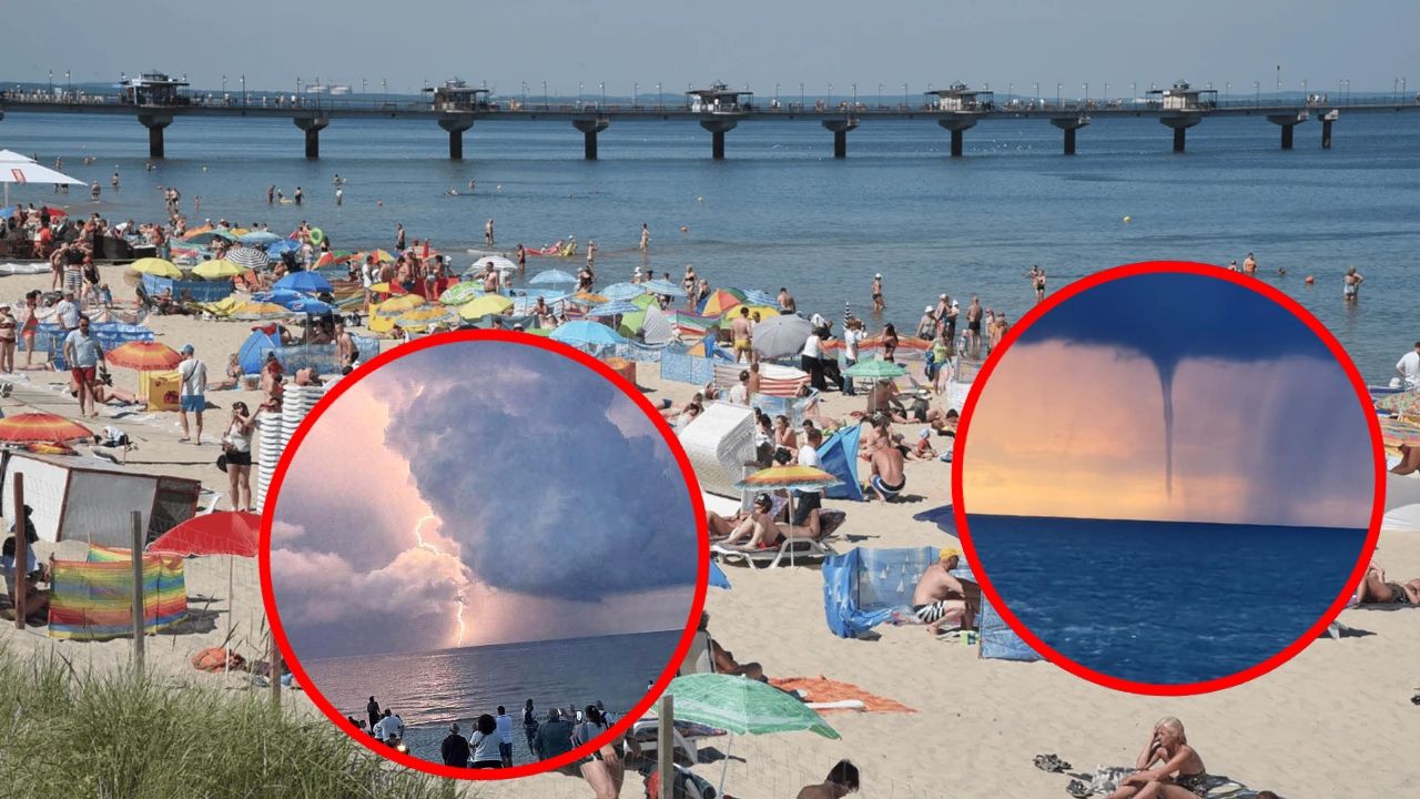 Trąby wodne i pioruny nad Bałtykiem. Trudno uwierzyć, co robili wtedy turyści, zdjęcia w sieci