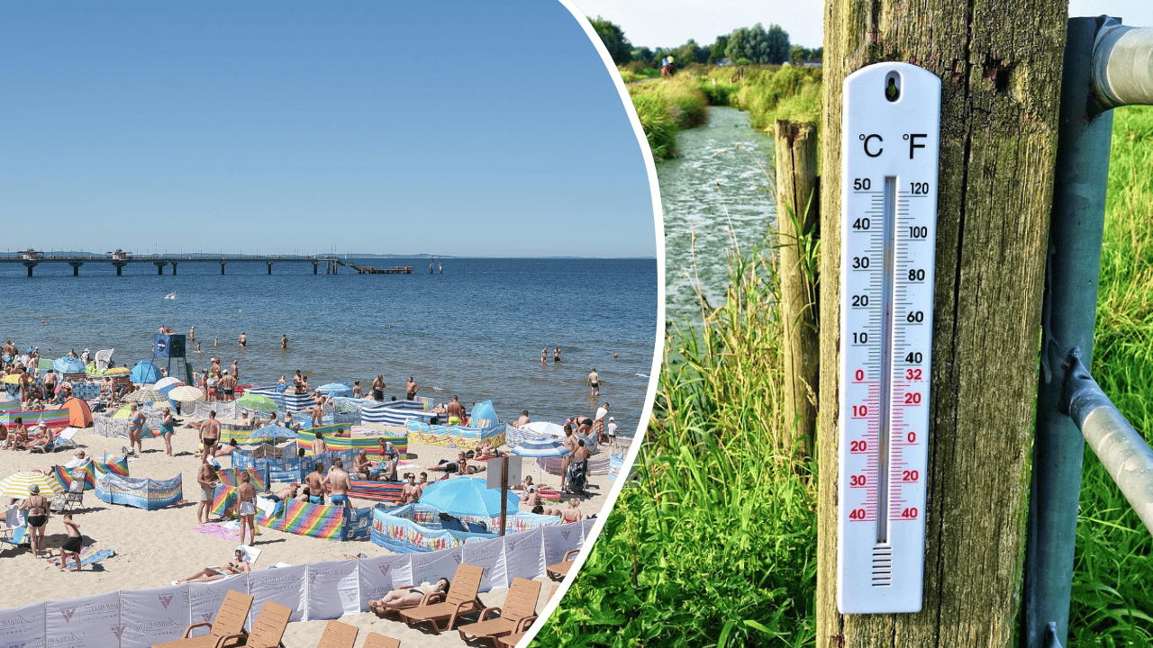 Morze, plaża, termometr