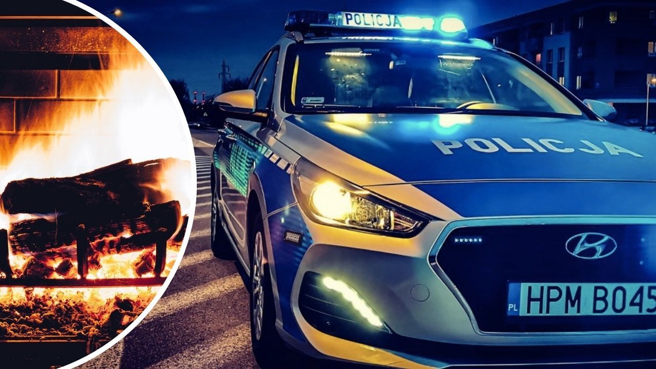 policja radiowóz kominek ogień