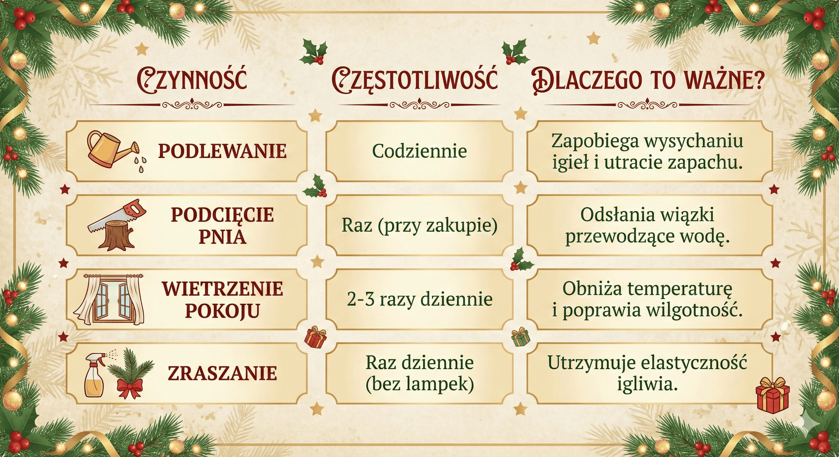 Zrób to, a choinka będzie zielona aż do wiosny. Proste i niezawodne metody