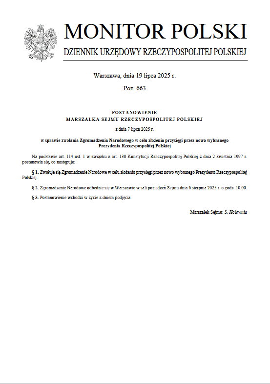 Postanowienie Hołowni