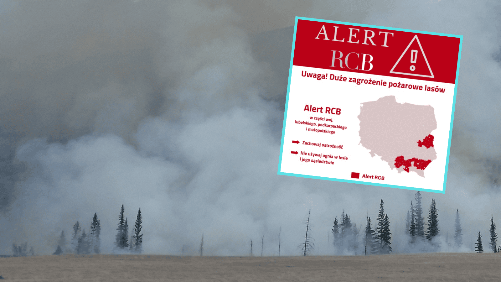 Wydano alert RCB. Obszar zagrożenia pożarowego się powiększa