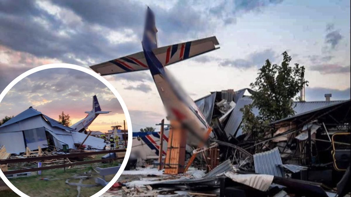 samolot katastrofa hangar