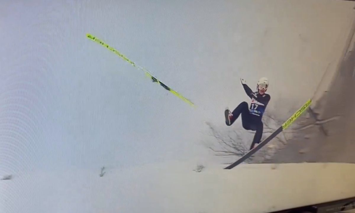 skoczek narciarski, upadek