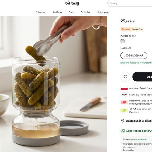 Wszyscy jeżdżą do Sinsay po ten słoik do ogórków kiszonych. W Homli jest podobny, ale prawie 2x droższy