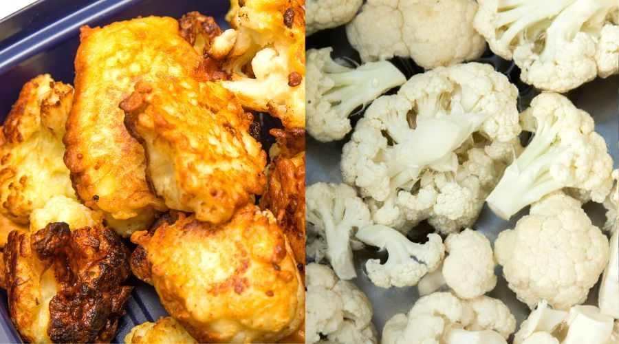 Pieczony kalafior w panierce z parmezanu i czosnku