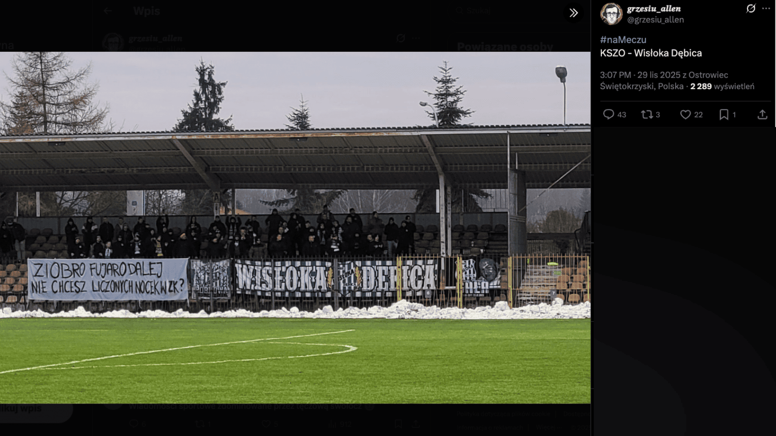 Nawet w 3. lidze kibice śmieją się z Ziobry. "Ziobro fujaro..."