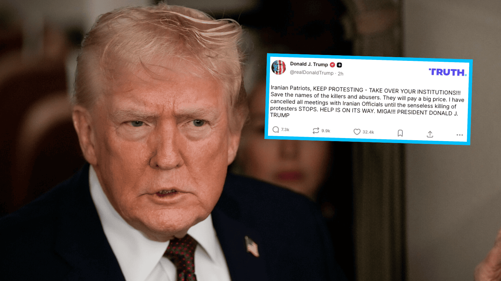 Trump zwrócił się bezpośrednio do protestujących w Iranie. Padły słowa o najwyższej cenie