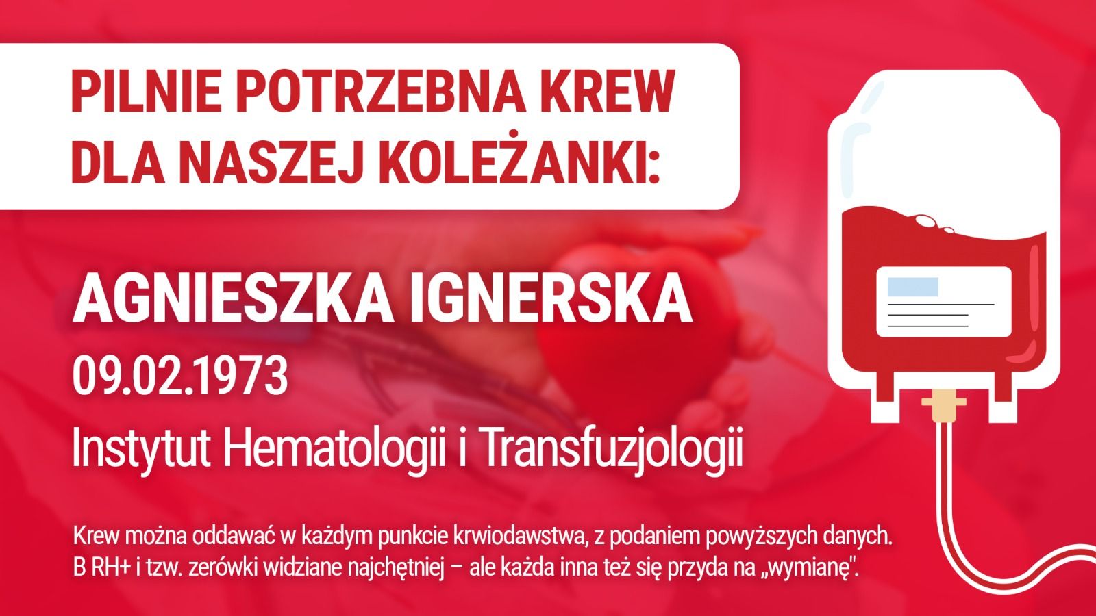 Pilny apel w TV Republika. Trzeba ratować Agnieszkę