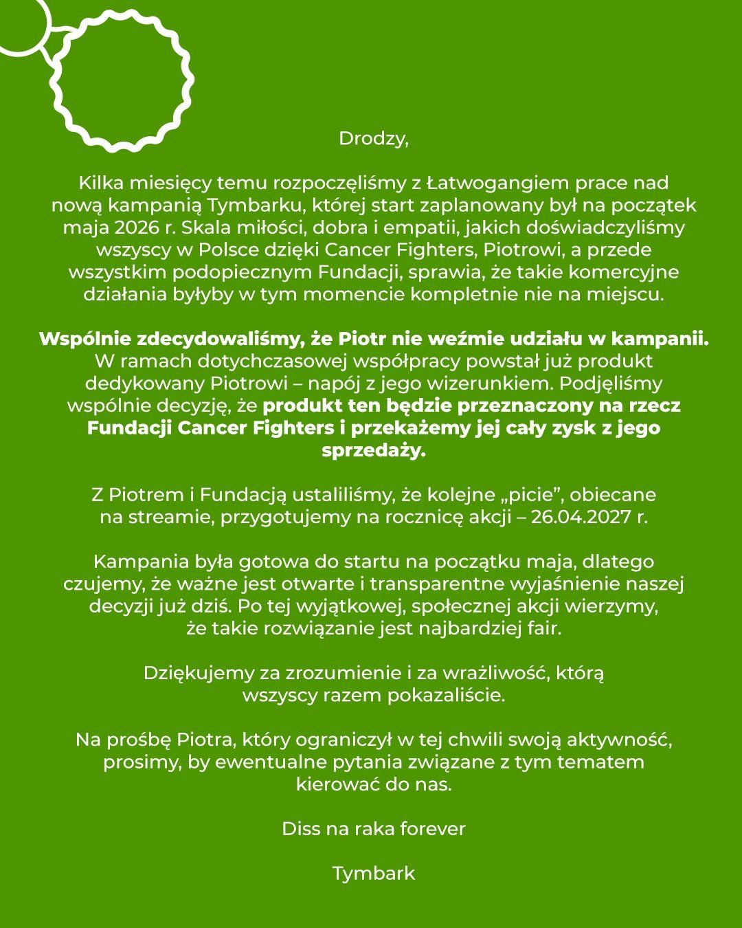 Niesamowite, co zrobił Tymbark po zbiórce Łatwoganga. Wspaniały gest