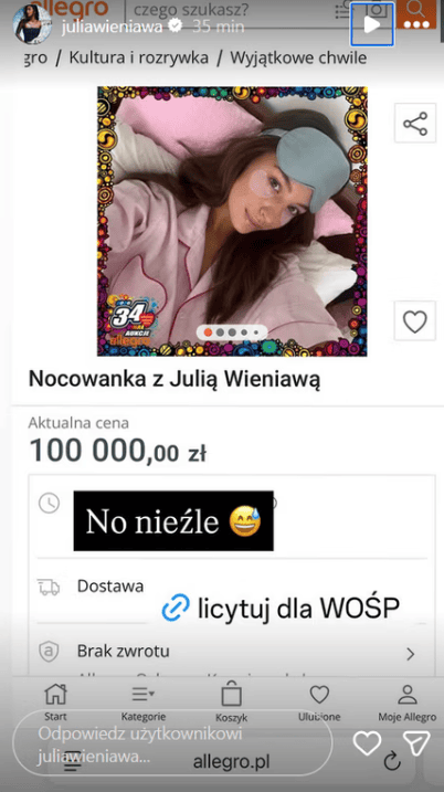 "Nocowanka" z Julią Wieniawą przebiła magiczną barierę. Kwota zbiórki z WOŚP jest ogromna