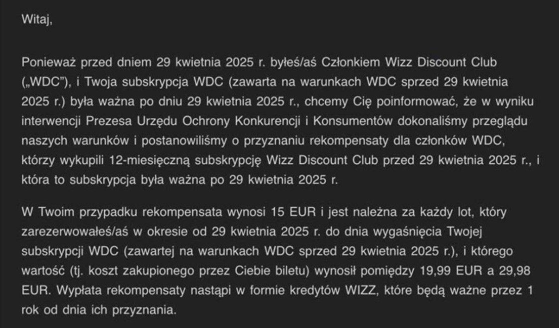 Wizz Air ukarany przez UOKiK. Linia lotnicza musi zwrócić Polakom pieniądze z nawiązką