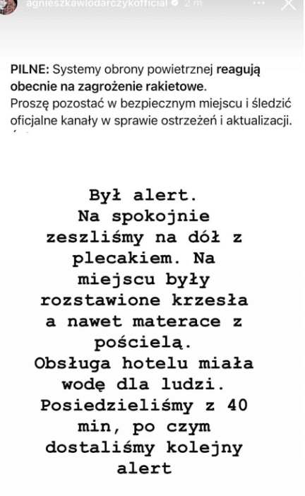 Agnieszka Włodarczyk nadaje prosto z Dubaju. "Był Alert"