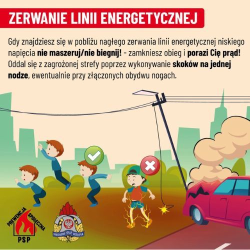 zerwanie linii energetycznej Fot. Państwowa Straż Pożarna.jpg