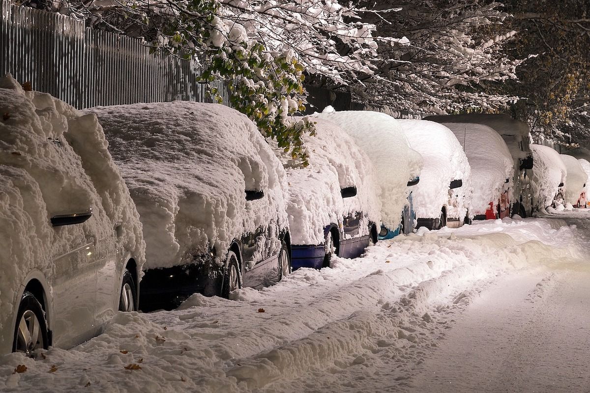 śnieg, samochody