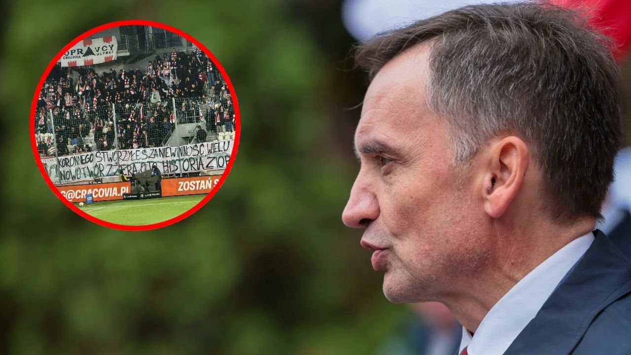 Polscy kibice wywiesili na trybunach transparent o Ziobrze