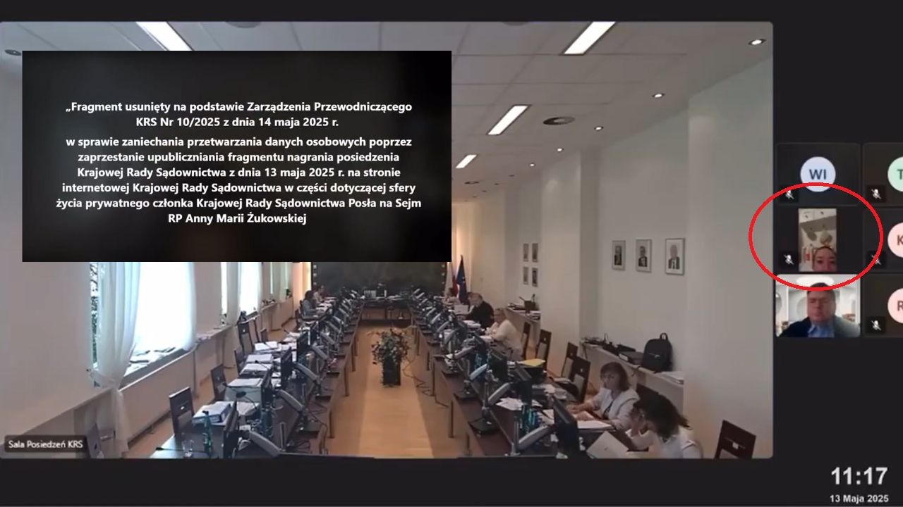 Anna Maria Żukowska w łazience na posiedzeniu KRS